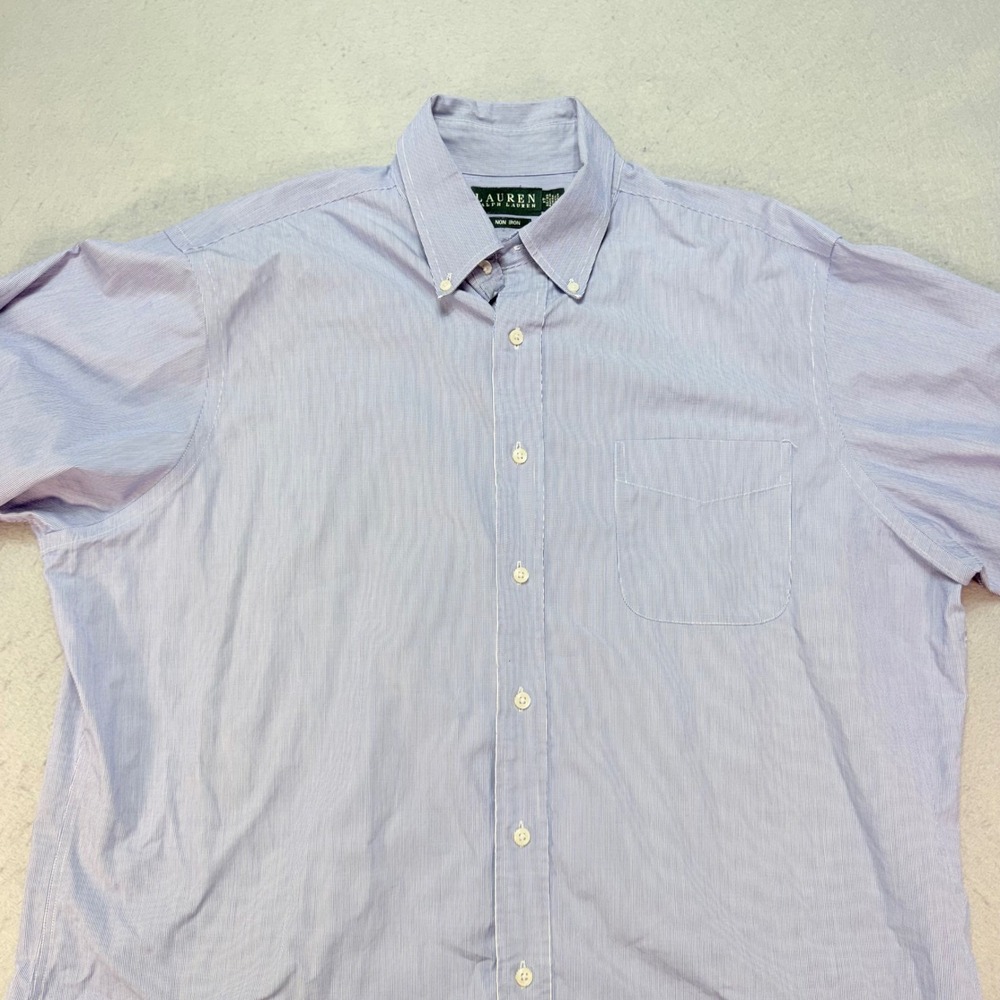 Lauren Ralph Lauren Non Iron Striped Button Down Shirt Dress Shirt 17 32/33‎